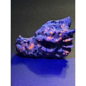Natural Yooperlite Dragon Head Hand Carved UVs Healing Crystal Stone 3" 158g